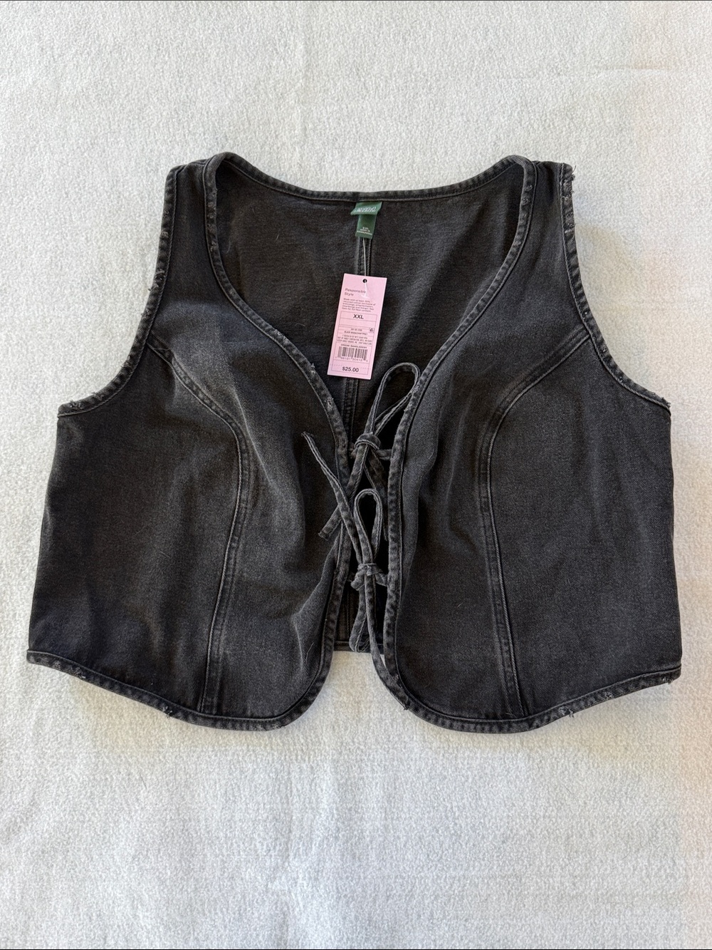 wild fable Charcoal Lace-Up Denim Crop Vest